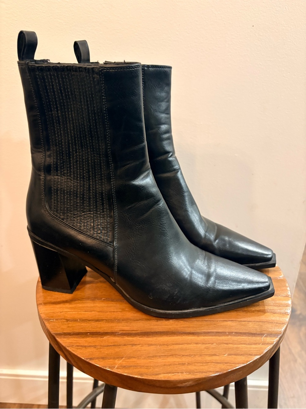 Black Torgeis Ankle Boots with Block Heel Sz 11